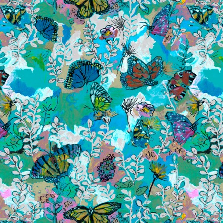 Tissu - LILIE aqua