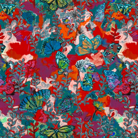 Tissu - LILIE rouge